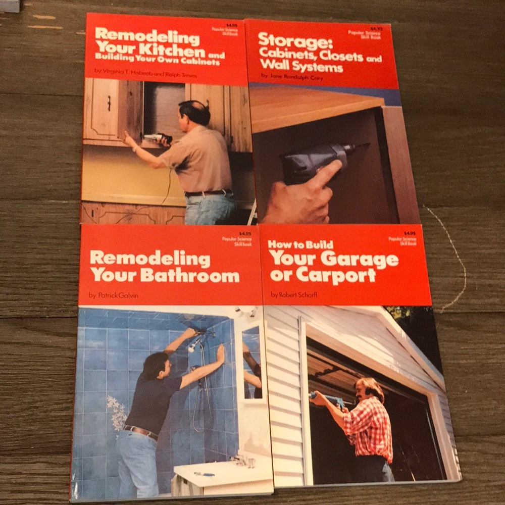 Vintage diy books remodeling bathroom kitchen storage building garage carport